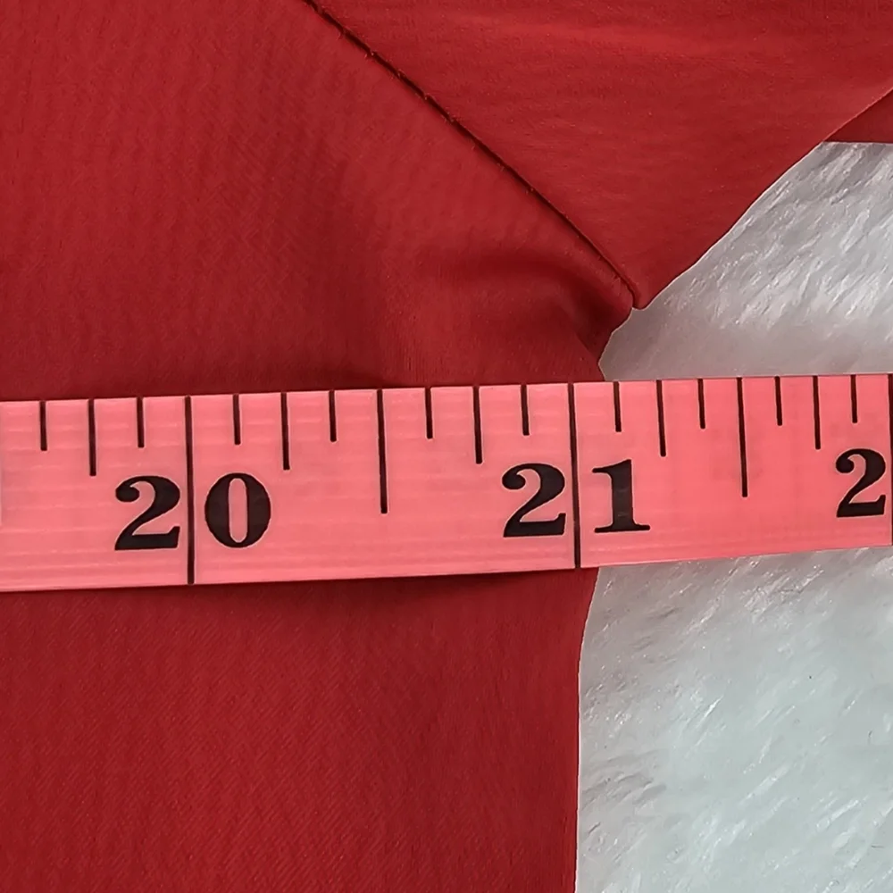 WAYF Red  Long Sleeved Feather-Trim Cropped Satin V-Neck Top Womens Size Small - Picture 10 of 11